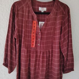 Wrangler Plaid Burgundy Blouse